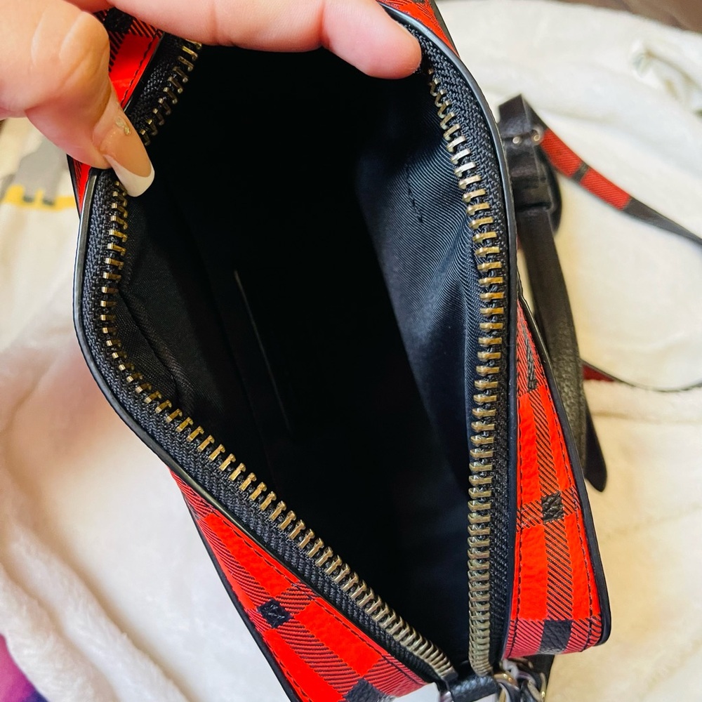 Coach Vibrant Red and Black Plaid Crossbody Bag - Picture 3 of 5